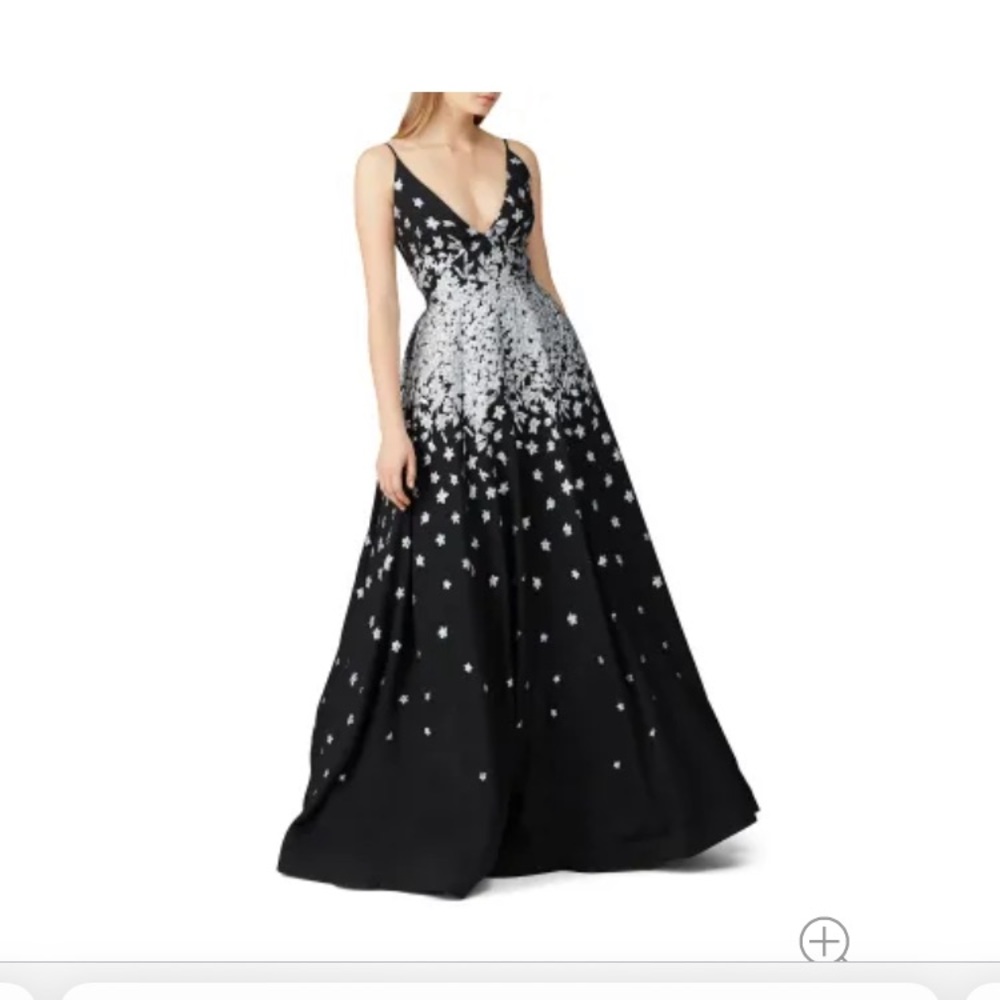 New ML Monique Lhuillier metallic jacquard gown dress size 2